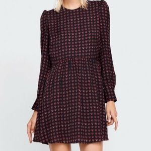 Zara Red and Black Heart Print Babydoll Mini Dress